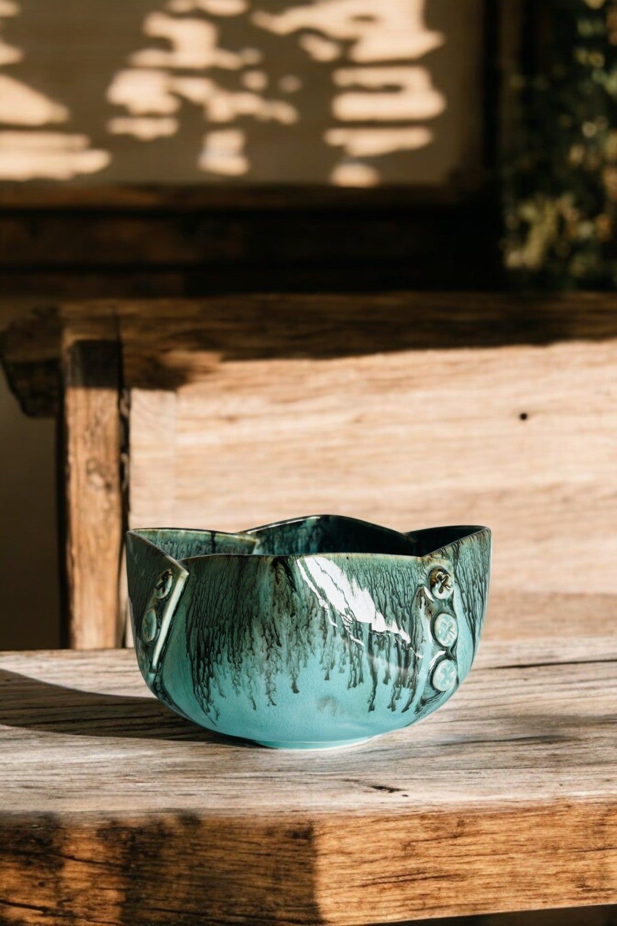 Buttoned Up Blue Serving Bowl